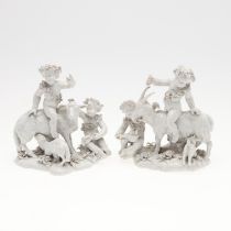 PAIR OF VIENNA STYLE PORCELAIN FIGURE GROUPS.