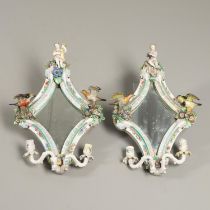 PAIR OF CONTINENTAL PORCELAIN MIRRORS.