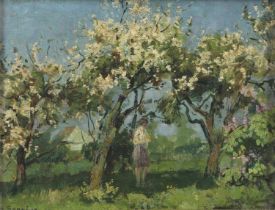 LOUIS SOONIUS (1883-1956). LADY IN AN ORCHARD.