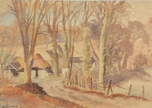 ETHELBERT WHITE (1891-1972). THE LANE TO THE FARM, AUTUMN. (d)