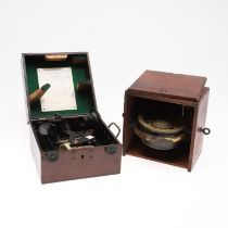 CASED SEXTANT BY HENRY HUGHES & SON, & CASED GIMBAL COMPASS BY MAY HARDEN & MAY, SOUTHAMPTON.