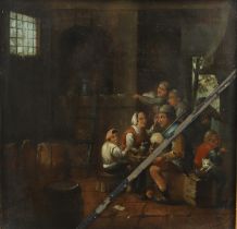 CORNELIS DUSART (1660-1704). In the manner of. TAVERN INTERIORS: VILLAGE MUSICIANS; COOKING PANCAKES