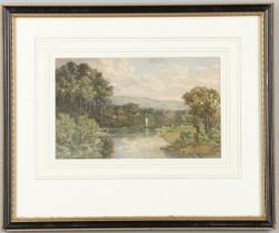 GEORGE S. CONSTABLE OF ARUNDEL (1792-1878). RIVER LANDSCAPE SCENE WITH SHEEP.