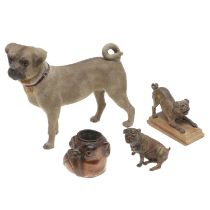 COLD PAINTED BRONZE PUG & PUG RELATED ITEMS.