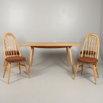 VINTAGE ERCOL DINING TABLE & FOUR DINING CHAIRS.