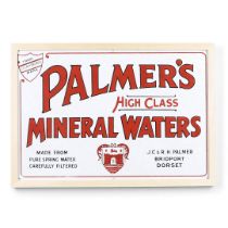 VINTAGE ENAMEL ADVERTISING SIGN - PALMERS MINERAL WATERS, BRIDPORT.