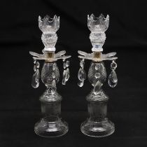 PAIR OF 19THC GLASS TABLE LUSTRES.