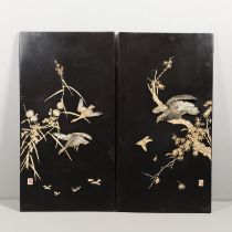 PAIR OF LARGE JAPANESE LACQUERED INLAID PANELS.