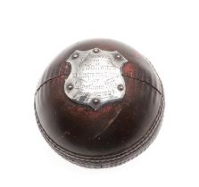 EARLY PRESENTATION CRICKET BALL (1924) - J WALLWORK, LANCASHIRE CRICKET INTEREST.