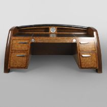 THEODORE ALEXANDER - LARGE MODERNIST 'CLASSIC CAR' DESK & DESK CHAIR, BRIGHTS OF NETTLEBED.