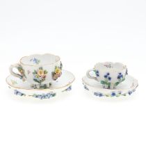 MEISSEN CUP & SAUCER, & SIMILAR CUP & SAUCER.