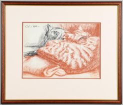 COLIN MOSS (1914-2005). SLEEPING CATS. (d)