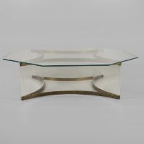 AFTER ALESSANDRO ALBRIZZI (1934-1994) - LARGE GLASS TOP OCTAGONAL TABLE.