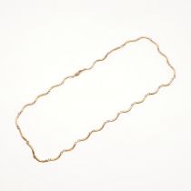 A 9CT GOLD FANCY LINK NECKLACE.