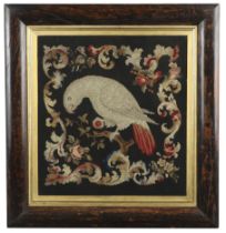 A 19TH CENTURY NEEDLEWORK STUDY OF A PARROT.