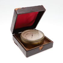A LATE 19TH CENTURY BRASS NAVAL ANEROID BAROMETER BY L CASELLA.
