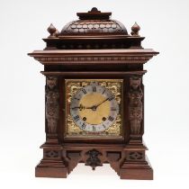 A 19TH CENTURY GERMAN OAK BRACKET CLOCK, CIRCA 1870.