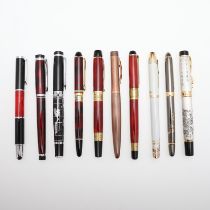 A GROUP OF TEN CHINESE FOUNTAIN PENS.