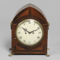 A REGENCY INLAID MAHOGANY BRACKET CLOCK.