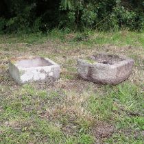 TWO 18TH CENTURY STONE TROUGHS.