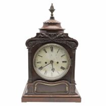 AN EARLY 19TH CENTURY WALNUT MANTEL CLOCK.