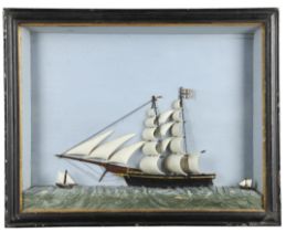 FOLK ART: A TALL SHIP DIORAMA.