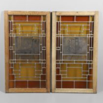 A PAIR OF DUTCH STAINED GLASS WINDOWS.
