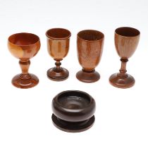 TREEN: A GROUP OF 19TH CENTURY AND LATER TURNED GOBLETS.