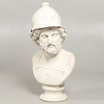 A CONTEMPORARY RESIN BUST OF A CLASSICAL MILITARY FIGURE.