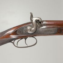 A 19TH CENTURY PERCUSSION FIRING SPORTING GUN.