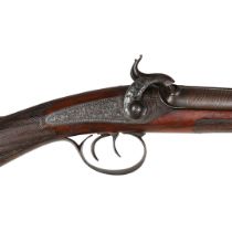 A FINE 19TH CENTURY 20 BORE DOUBLE BARREL SPORTING GUN BY 'CANON A RUBANS'.