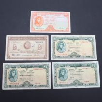 A COLLECTION OF FIVE IRISH BANKNOTES.