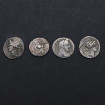 FOUR SIMILAR ROMAN REPUBLIC SILVER DENARIUS.