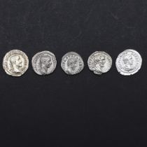 ROMAN IMPERIAL COINAGE, FIVE DENARIUS INCLUDING LUCIUS VERUS AND OTHERS. c.161-235. A.D.