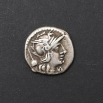 A ROMAN REPUBLIC DENARIUS, c. 126 B.C.