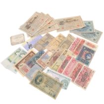 A MIXED COLLECTION OF WORLD BANKNOTES TO INCLUDE FRENCH SOL AND OTHERS.