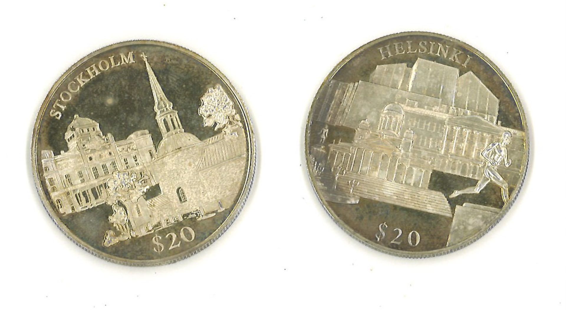 Libera 2x 20 Dollar Silbermünze. Helsinki 2000, Stockholm 2000