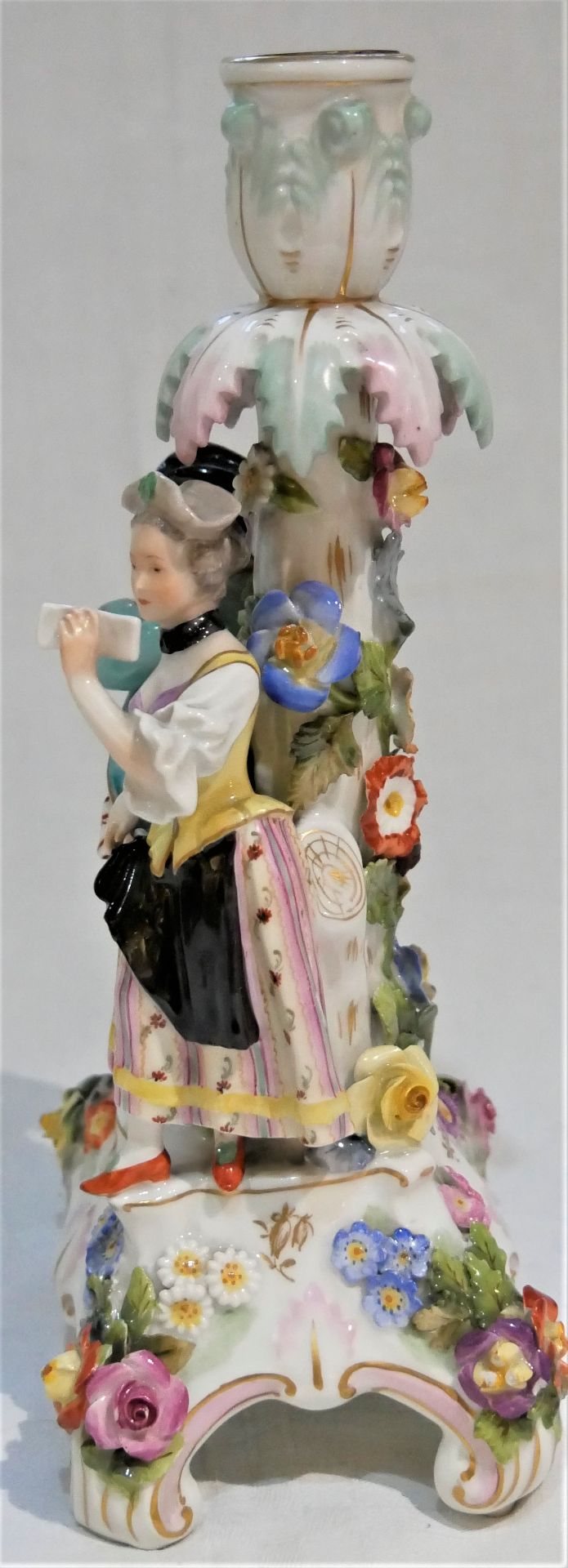 antiker Meissen Kerzenständer mit Figurengruppe, 1774-1813 Porzellanmanufaktur Meissen. Reichlich - Bild 2 aus 5