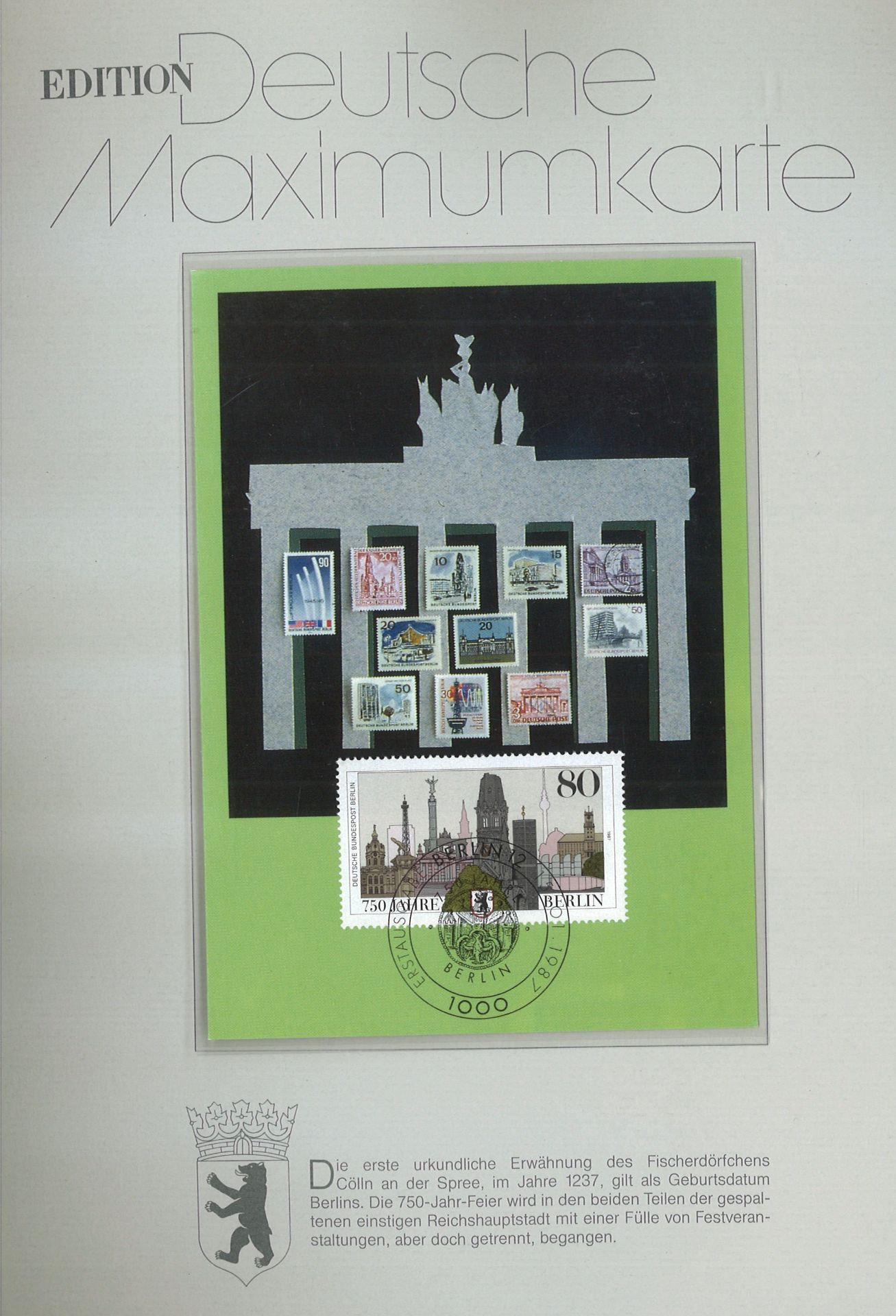 Edition Deutsche Maximumkarten Berlin, Jahrgang 1987. In Album