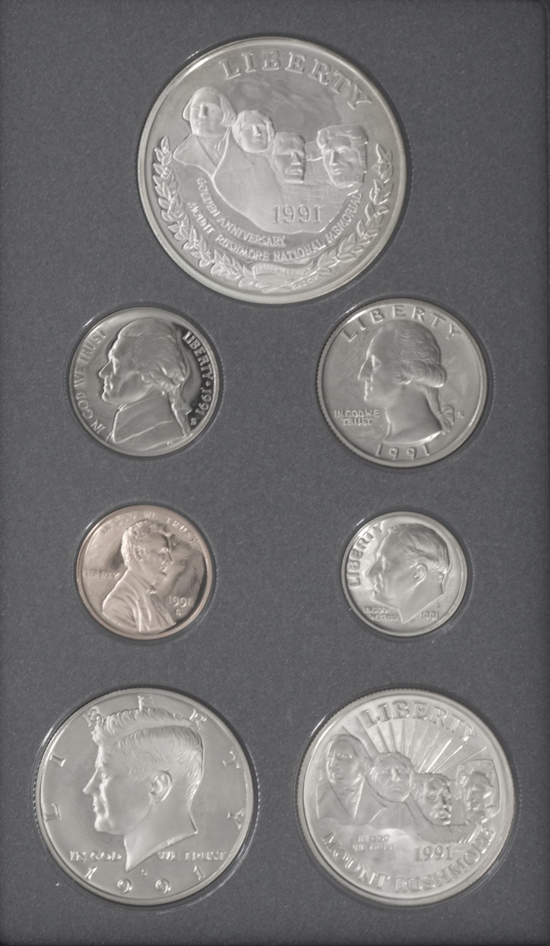 USA 1991, Prestige Set - Mount Rushmore Anniversary Coins. Qualität: PP. Im Etui als Buch. mit