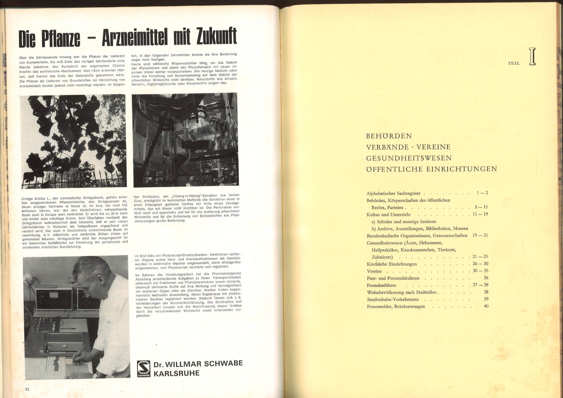 Adressbuch der Stadt Karlsruhe von 1974, siebenundneunzigster Jahrgang, Adressbuchverlag G.Braun, - Bild 2 aus 2