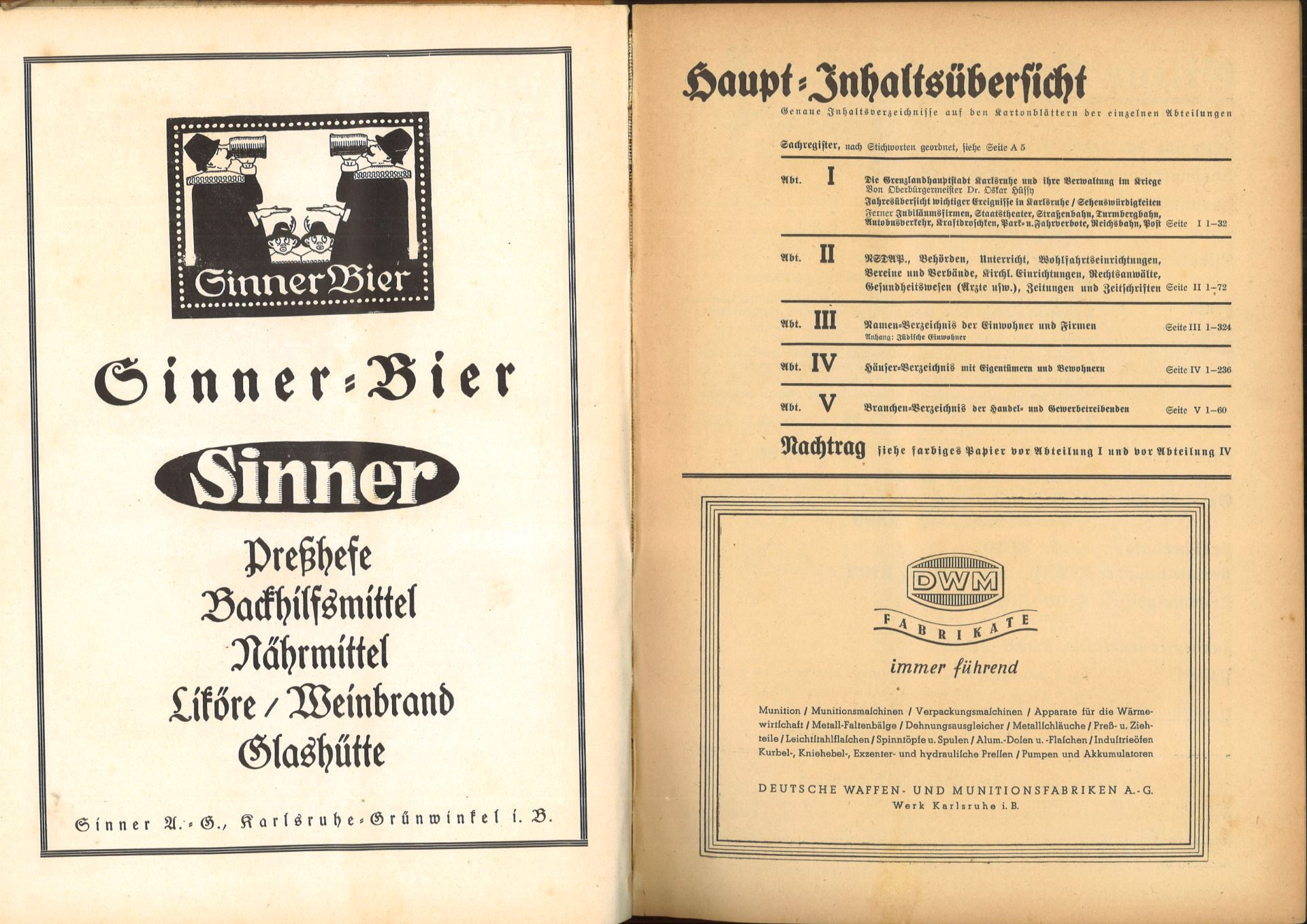 Adressbuch der Stadt Karlsruhe von 1940, siebenundsechzigster Jahrgang, Adressbuchverlag G. Braun, - Image 2 of 2