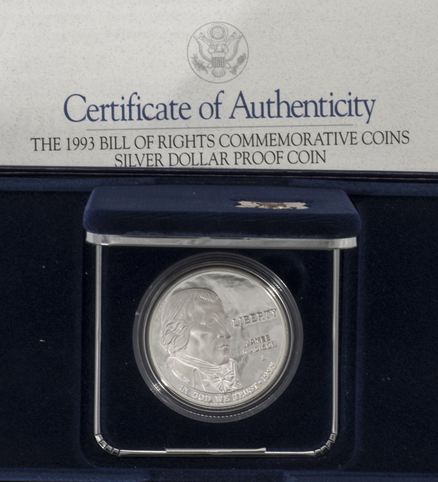 USA 1993, 1 Dollar - Silber - Gedenkmünze "Bill of rights - James Medison". Silber 900. San
