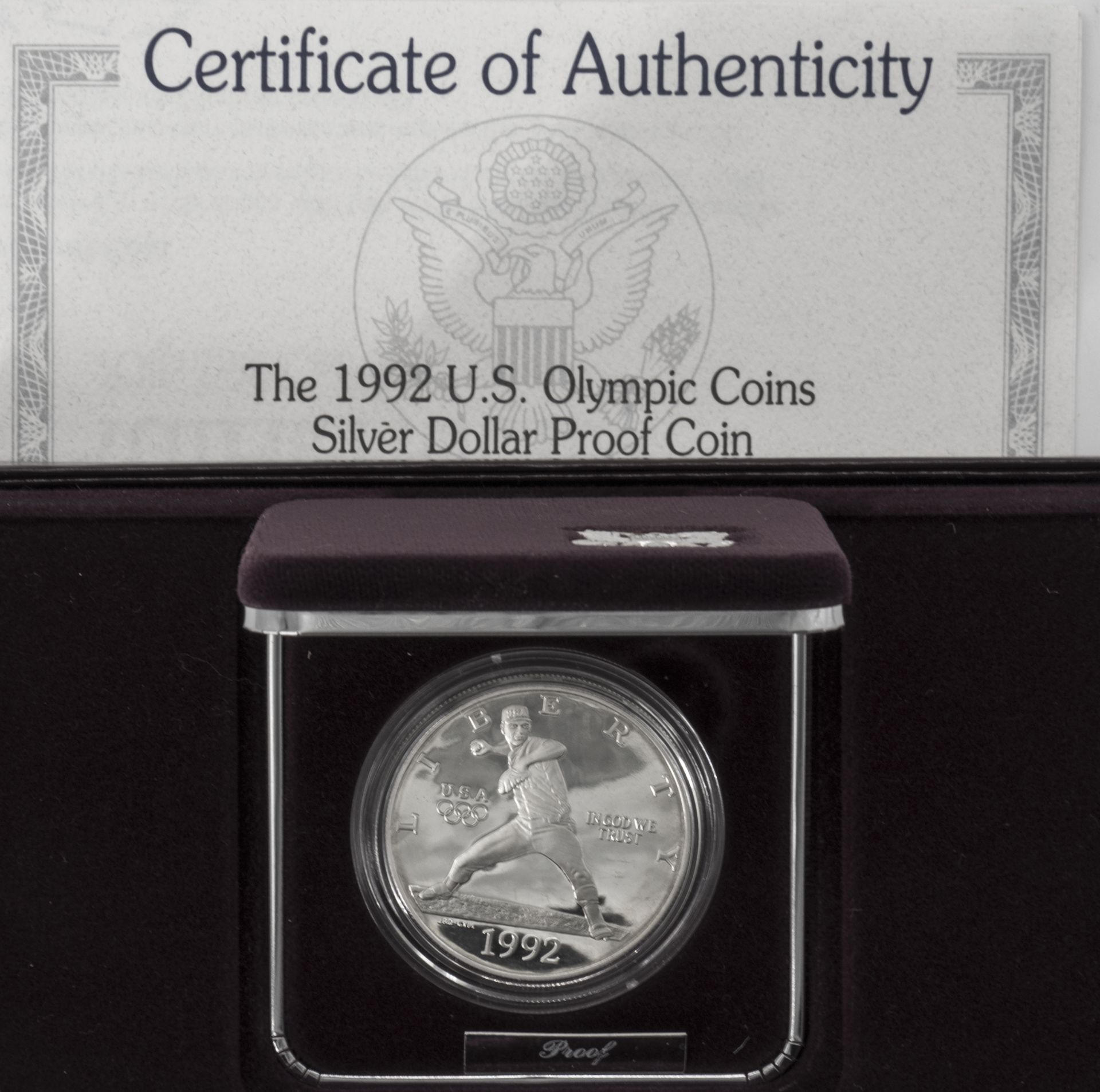 USA 1992, 1 Dollar - Silber - Gedenkmünze "Olympische Spiele - Baseball pitcher". Silber 900. San