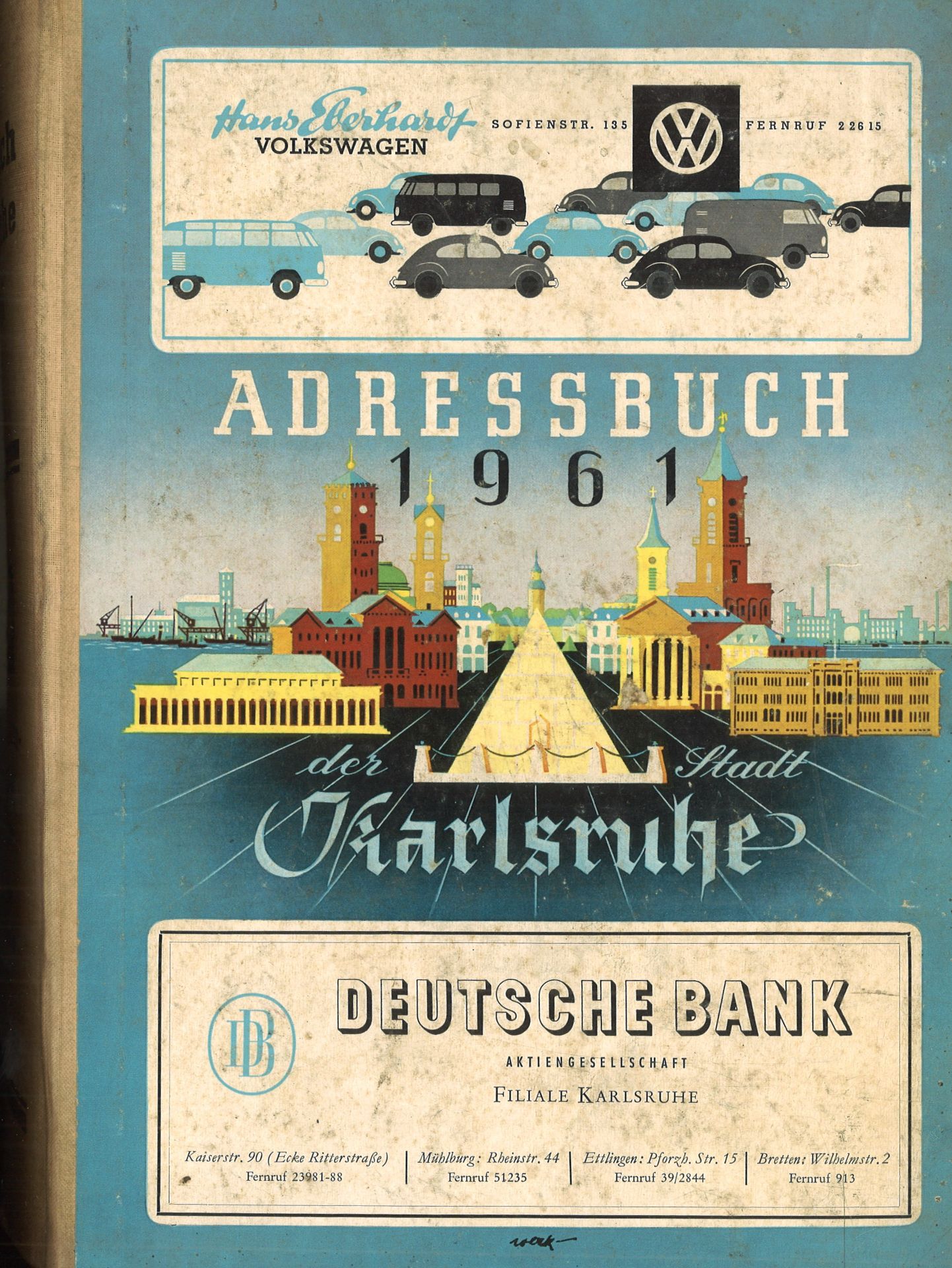Adressbuch der Stadt Karlsruhe von 1961, vierundachtzigster Jahrgang, Adressbuchverlag G. Braun,