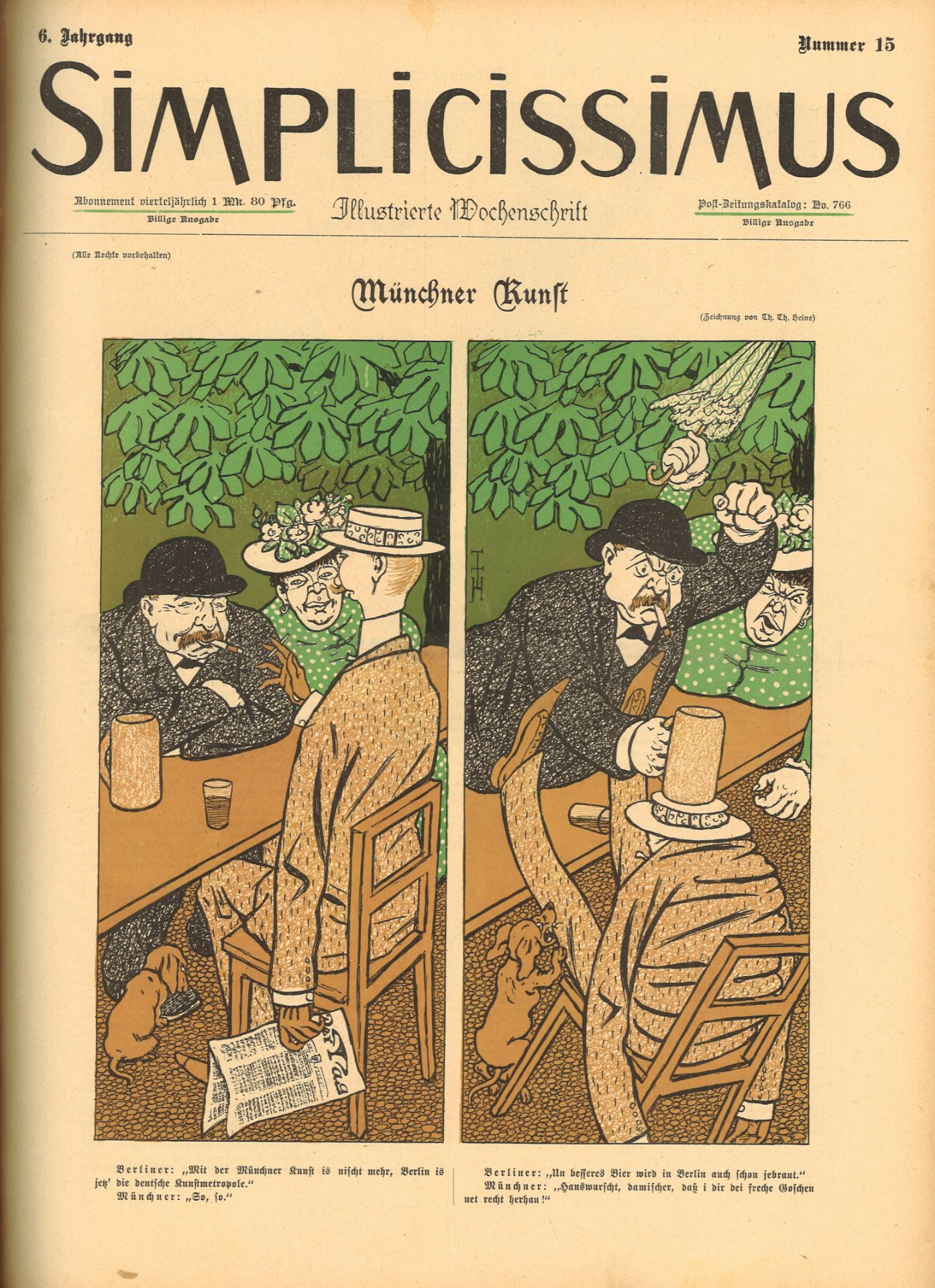 Simplicissimus 6. Jahrgang 1901 Illustrierte Wochenschrift Nr. 1-53, gebunden. Guter Zustand - Image 3 of 3