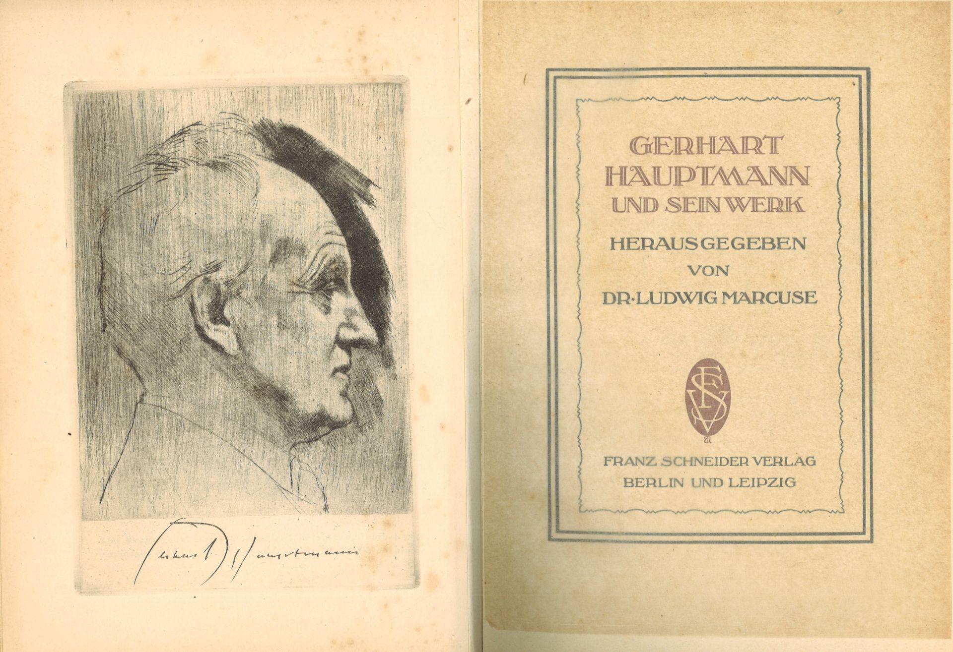 Gerhart Hauptmann und seine Werke. Original Radierung von Orlik, Emil. Limitierte Auflage von 100 - Image 2 of 2