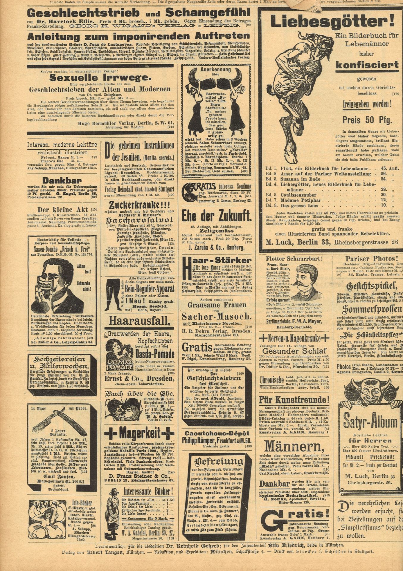 Simplicissimus 6. Jahrgang 1901 Illustrierte Wochenschrift Nr. 1-53, gebunden. Guter Zustand - Image 2 of 3