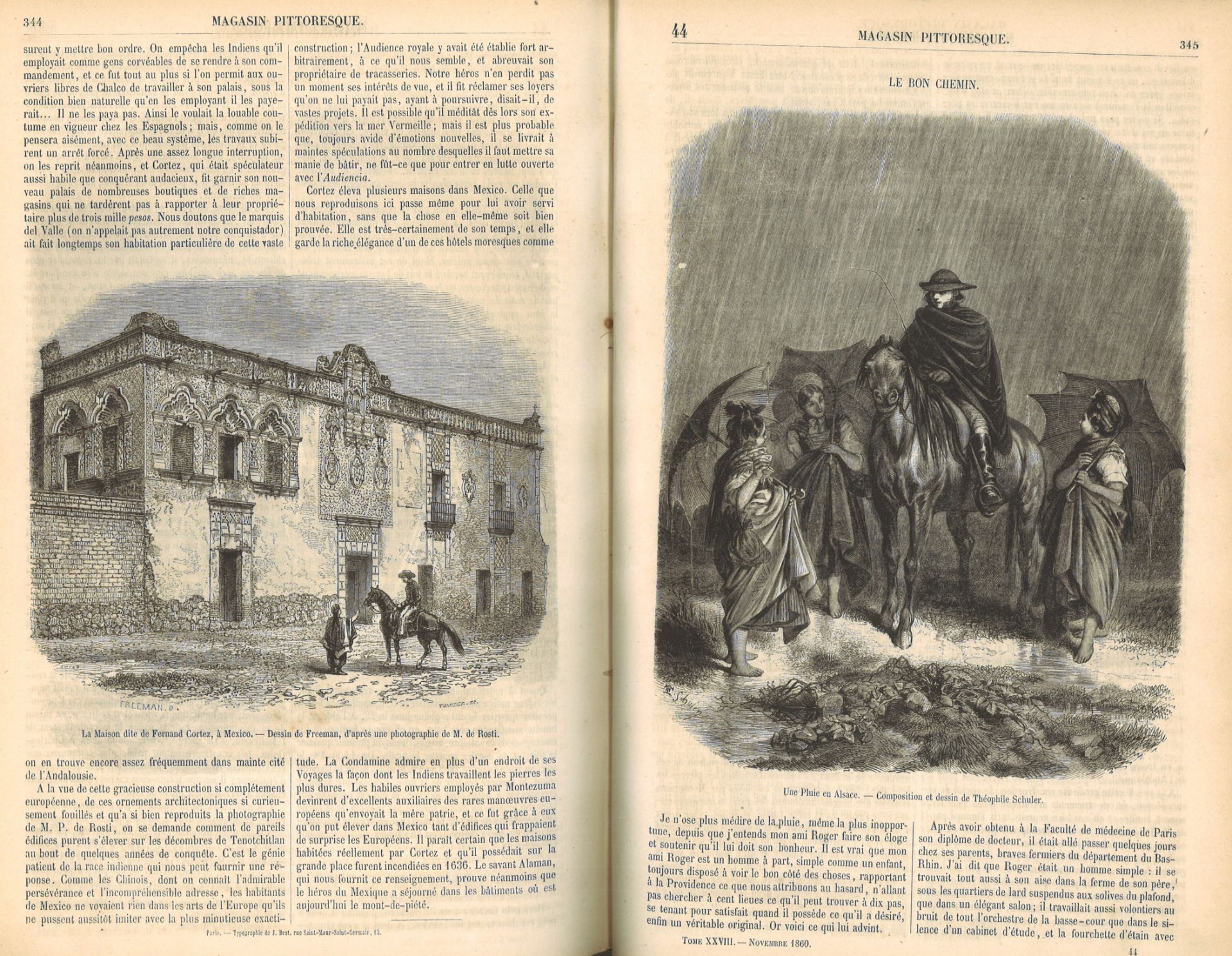 2x Bücher "Le Magasin Pittoresque" 1853 + 1860, Nr. 21 + 28. Mit Gebrauchsspuren - Image 3 of 3