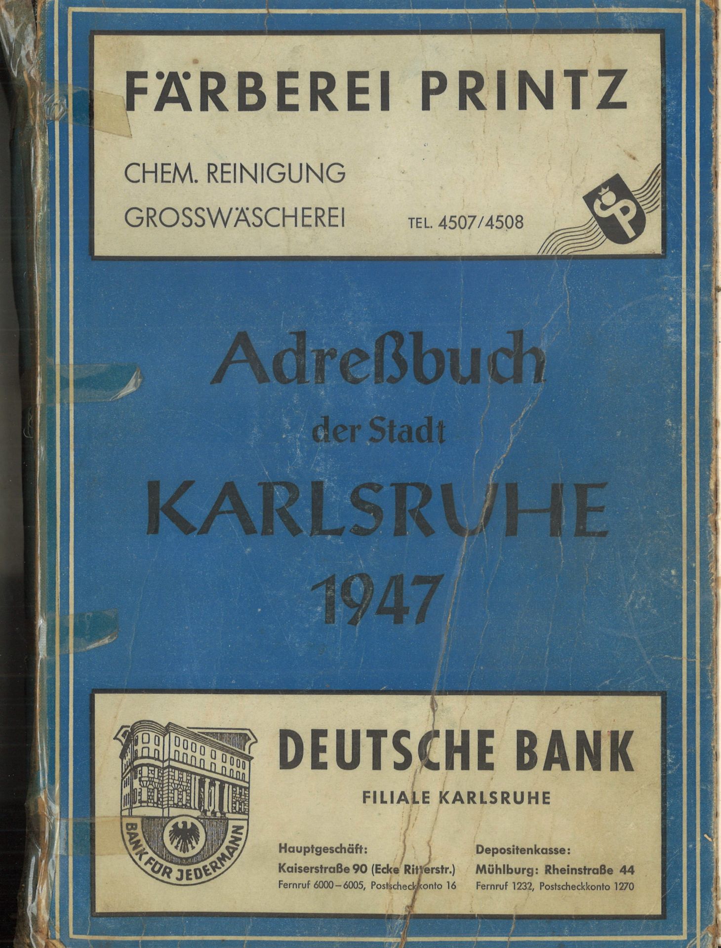 Adressbuch der Stadt Karlsruhe von 1947, zweiundsiebzigster Jahrgang, Adressbuchverlag G. Braun,